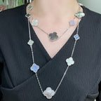 ??Loco?¡¥CLOVER 16 MOTIF CHALCEDONY MOP SILVER NECKLACE