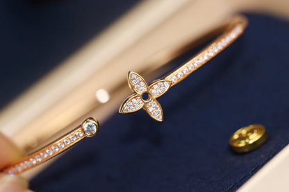 [moco jewelrys]IDYLLE PINK GOLD OPEN BRACELET DIAMOND PAVED