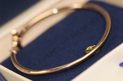 [moco jewelrys]IDYLLE PINK GOLD OPEN BRACELET DIAMOND PAVED