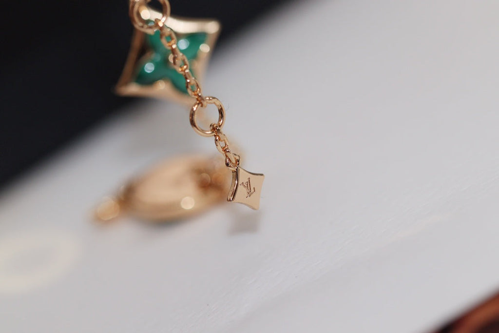 ??Loco?¡¥STAR AND SUN 4 MOTIF PINK GOLD MALACHITE BRACELET