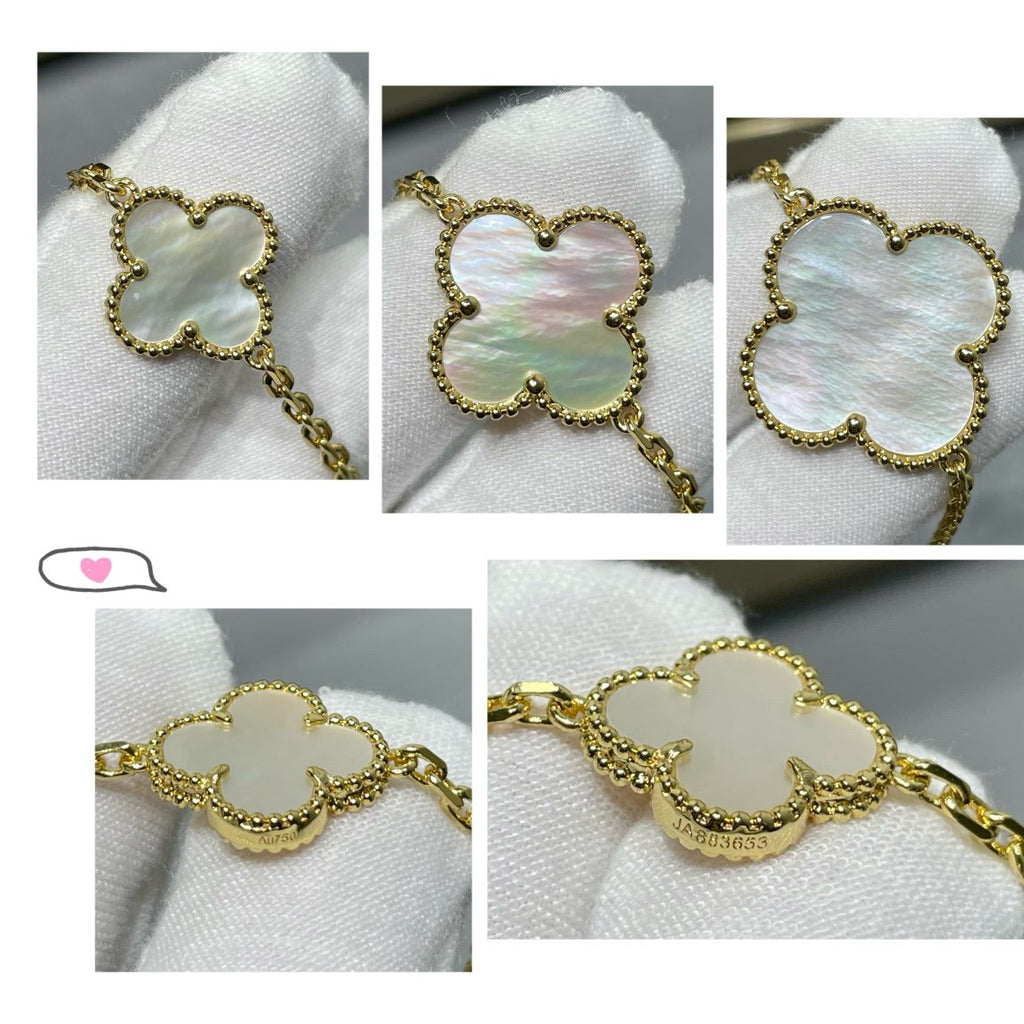 ??Loco?¡¥CLOVER 16 MOTIF WHITE MOP GOLD NECKLACE