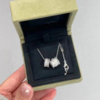 ??Loco?¡¥PERLEE DOUBLE PENDANT SILVER DIAMOND NECKLACE