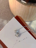 ??Loco?¡¥PERLEE DOUBLE PENDANT SILVER DIAMOND NECKLACE