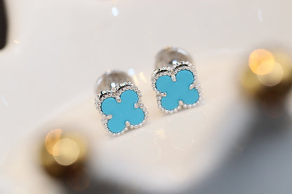 [moco jewellerys]クローバー ミニ ターコイズ シルバー スタッドピアス