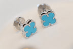 ??Loco?¡¥CLOVER MINI TURQUOISE SILVER STUD EARRINGS