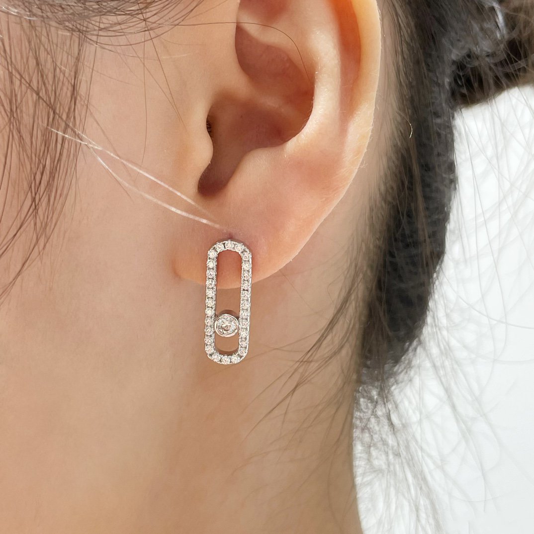 [moco jewelrys]MOVE UNO STUD DIAMOND PAVED EARRINGS
