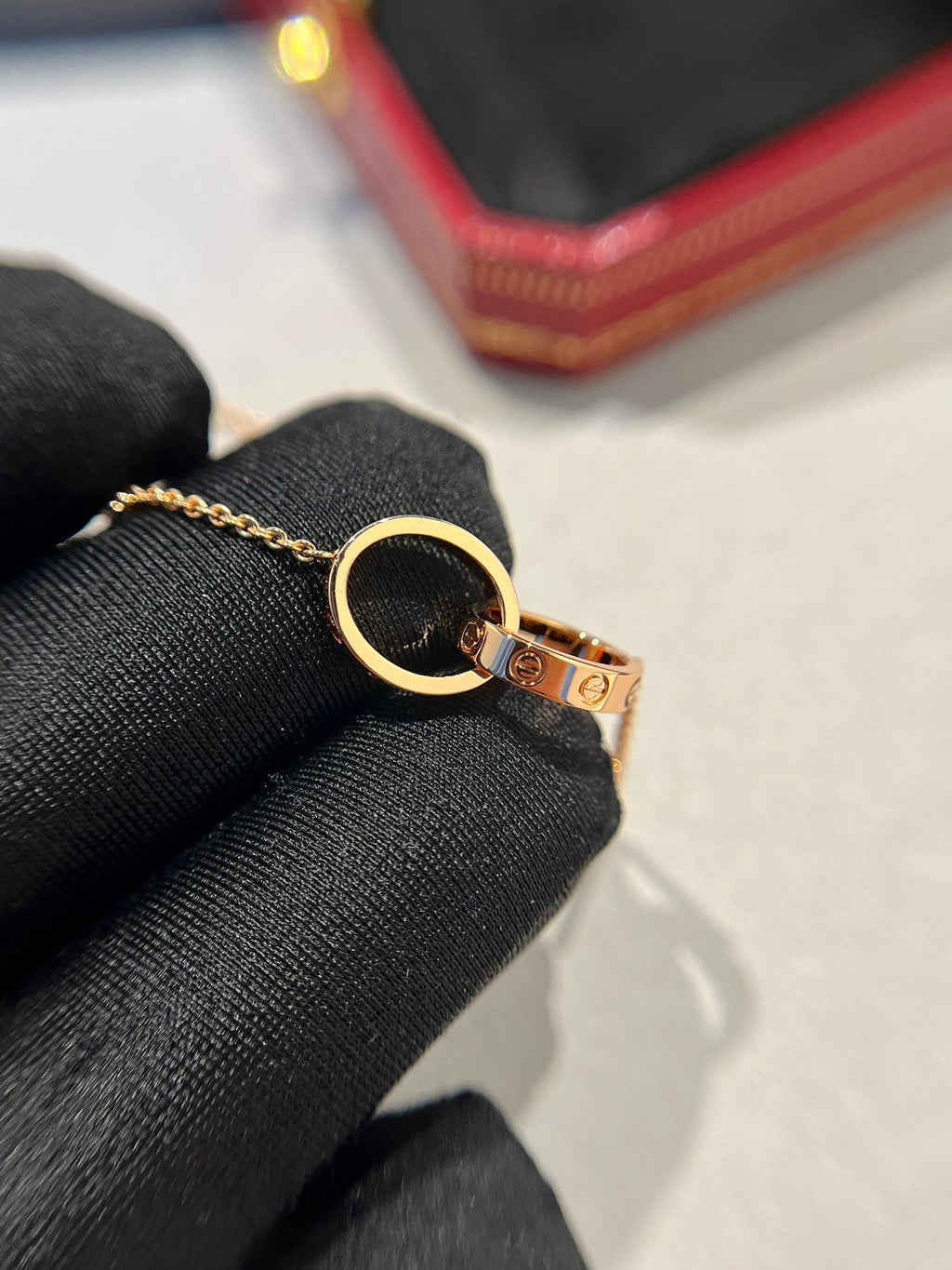 ??Loco?¡¥LOVE NECKLACE DOUBLE RING PINK GOLD