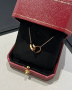 ??Loco?¡¥LOVE NECKLACE DOUBLE RING PINK GOLD