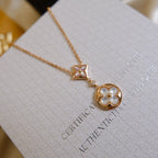 ??Loco?¡¥STAR AND SUN WHITE MOP 2 MOTIF PINK GOLD NECKLACE