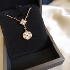 ??Loco?¡¥STAR AND SUN WHITE MOP 2 MOTIF PINK GOLD NECKLACE