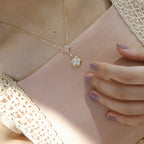 ??Loco?¡¥STAR AND SUN WHITE MOP 2 MOTIF PINK GOLD NECKLACE
