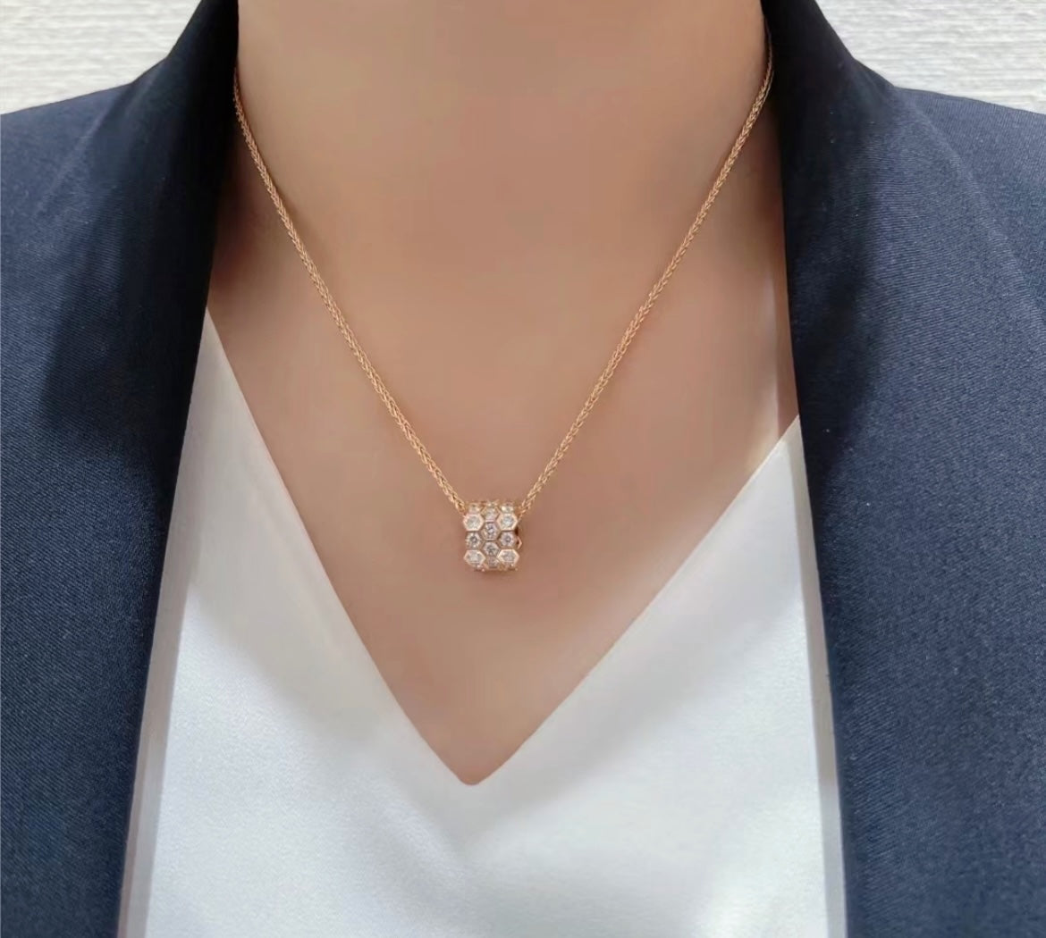[moco jewelrys]BEE LOVE DIAMOND PAVED 3 ROW NECKLACE 