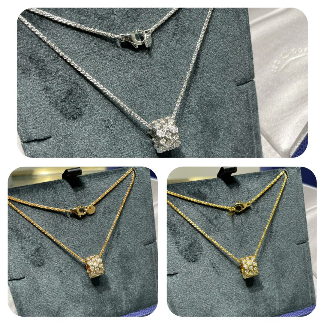 [moco jewelrys]BEE LOVE DIAMOND PAVED 3 ROW NECKLACE 
