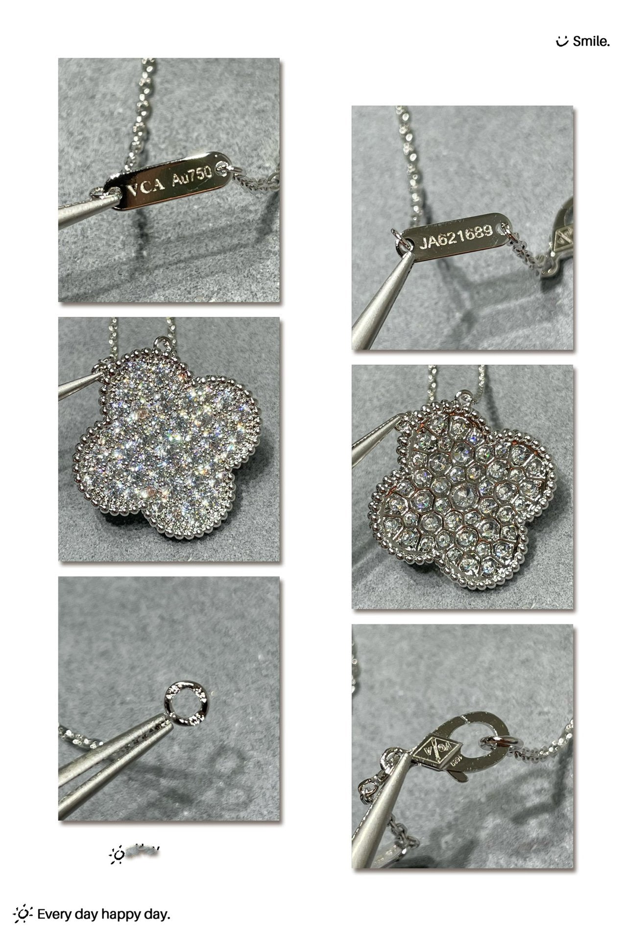 ??Loco?¡¥CLOVER 25MM LARGE PENDANT DIAMOND PAVED SILVER NECKLACE