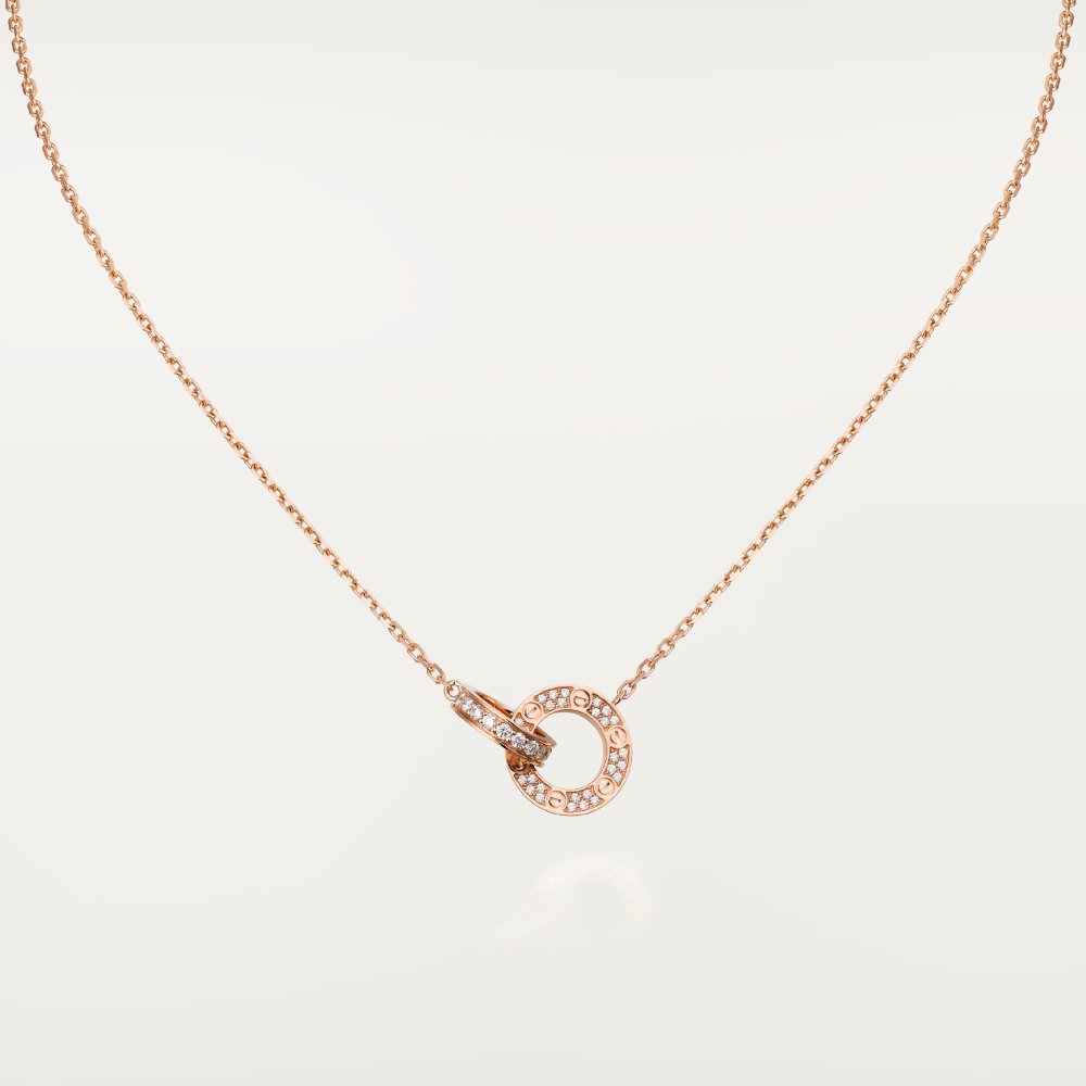 ??Loco?¡¥LOVE 7.6MM NECKLACE ROSE GOLD AND SILVER  FULL DIAMOND
