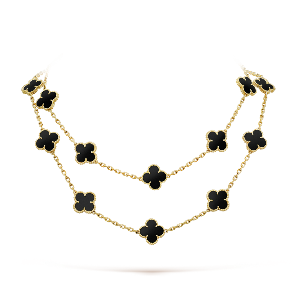 ??Loco?¡¥CLOVER 20 MOTIFS ONYX NECKLACE