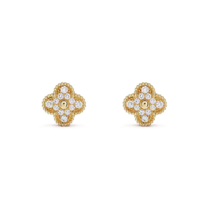 [moco jewelrys]KLEE-OHRRINGE MITTELMÄSSIGEM MOTIV, VOLLBEDECKT MIT DIAMANTEN