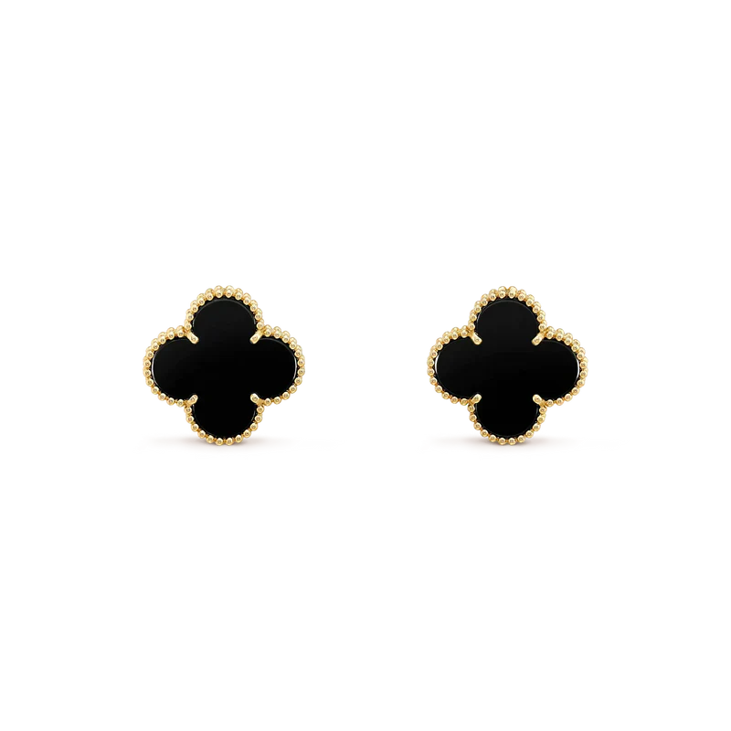 ??Loco?¡¥CLOVER MEDIUM 1 MOTIFS  ONYX STUD EARRINGS