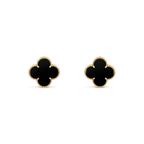 ??Loco?¡¥CLOVER MEDIUM 1 MOTIFS  ONYX STUD EARRINGS