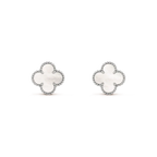 ??Loco?¡¥CLOVER MEDIUM 1 MOTIFS  WHITE MOP EARRINGS SILVER