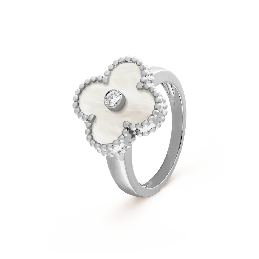 ??Loco?¡¥CLOVER SILVER MOP DIAMOND RING