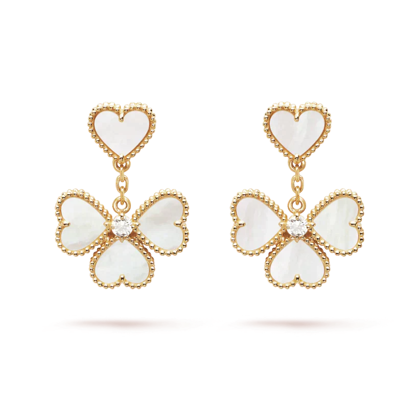 [moco jewellerys]クローバー スイートホワイト モップ イヤリング