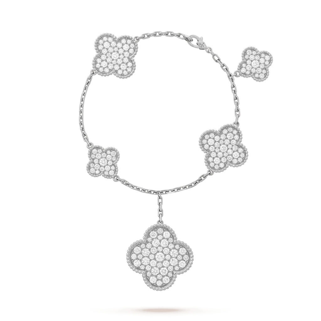 ??Loco?¡¥CLOVER 6 MOTIFS SILVER DIAMOND BRACELET