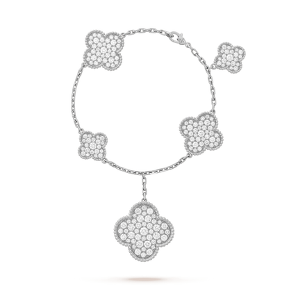 [moco jewelrys]CLOVER 6 MOTIFS SILVER DIAMOND BRACELET