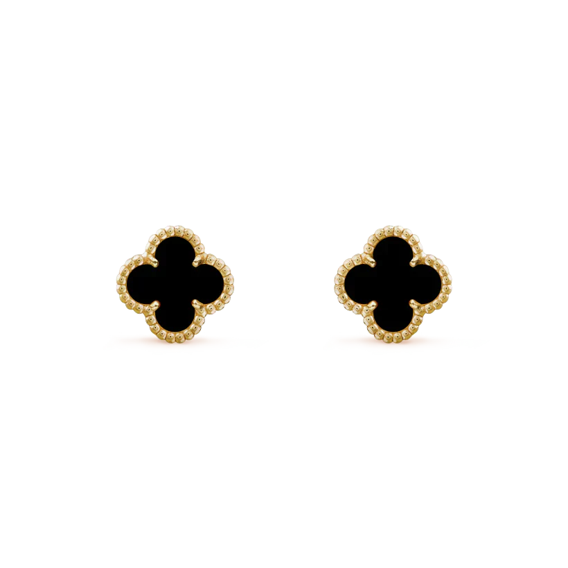 ??Loco?¡¥CLOVER MINI 9.5MM BLACK MOP EARRINGS