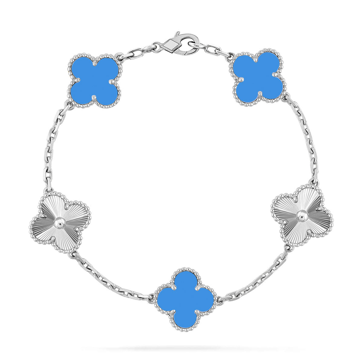 [Moco jewelrys] CLOVER 5 MOTIF BLUE AGATE BRACELET COLLECTION