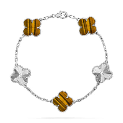 [Moco jewelrys] CLOVER 5 MOTIFS TIGER EYE BRACELET COLLECTION