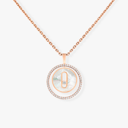 [moco jewelrys]LUCKY MOVE 1 DIAMOND WHITE MOTHER OF PEARL PINK GOLD DIAMOND NECKLACE