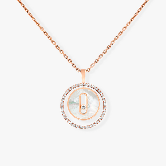 [moco jewelrys]LUCKY MOVE 1 DIAMOND WHITE MOTHER OF PEARL PINK GOLD DIAMOND NECKLACE