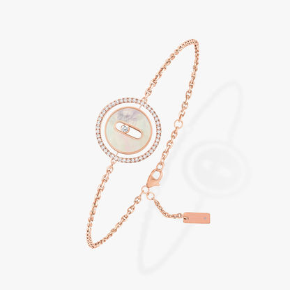 [moco jewelrys]LUCKY MOVE WHITE MOTHER OF PEARL PINK GOLD DIAMOND BRACELET