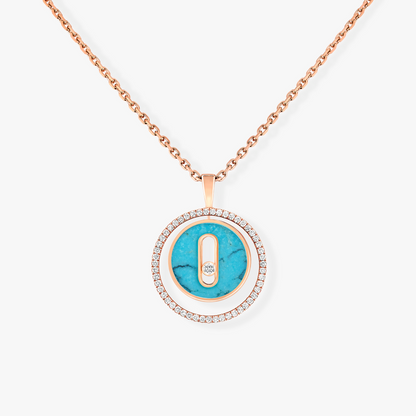 [moco jewelrys]LUCKY MOVE 1 DIAMOND TURQUOISE PINK GOLD DIAMOND NECKLACE