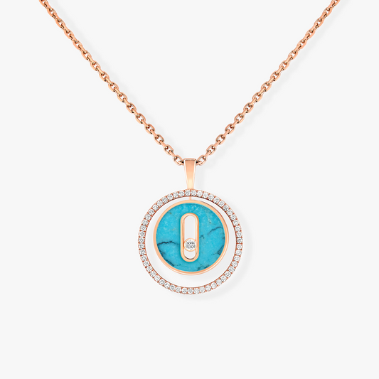 [moco jewelrys]LUCKY MOVE 1 DIAMOND TURQUOISE PINK GOLD DIAMOND NECKLACE