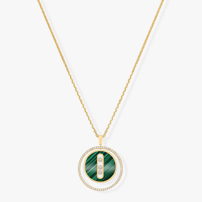 [moco jewelrys]LUCKY MOVE 3 DIAMOND MALACHITE GOLD DIAMOND NECKLACE