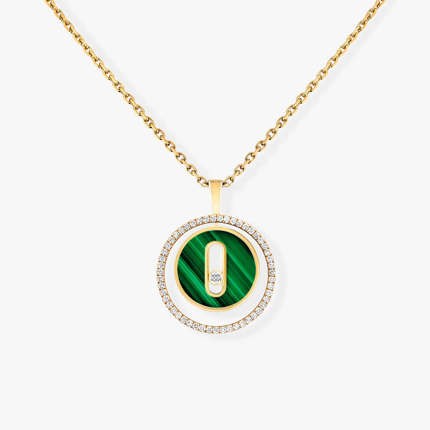 [moco jewelrys]LUCKY MOVE 1 DIAMOND MALACHITE GOLD DIAMOND NECKLACE