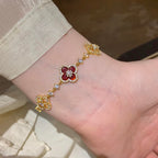 ??Loco?¡¥CLOVER 5 MOTIF PINK BLUE RED WHITE BRACELET