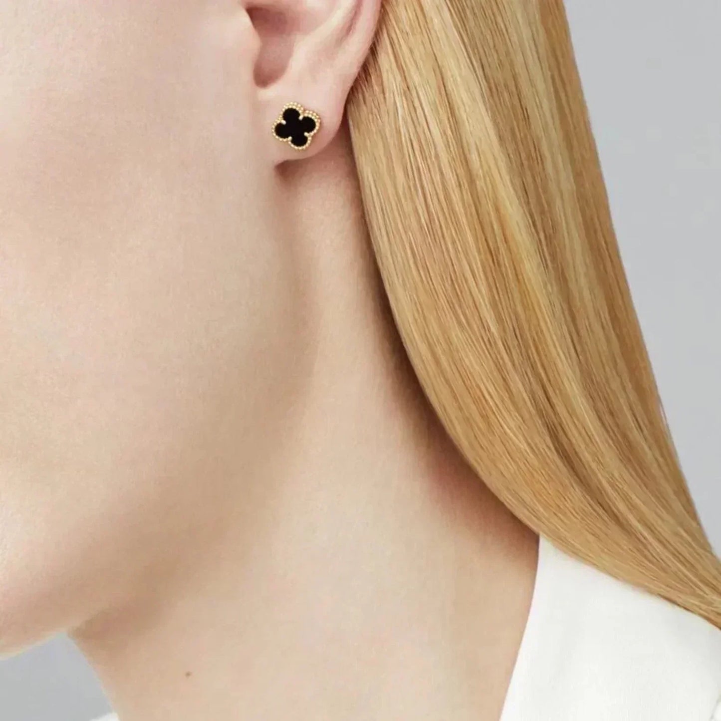 [moco jewelrys]CLOVER MINI 9,5MM SCHWARZE MOP-OHRRINGE