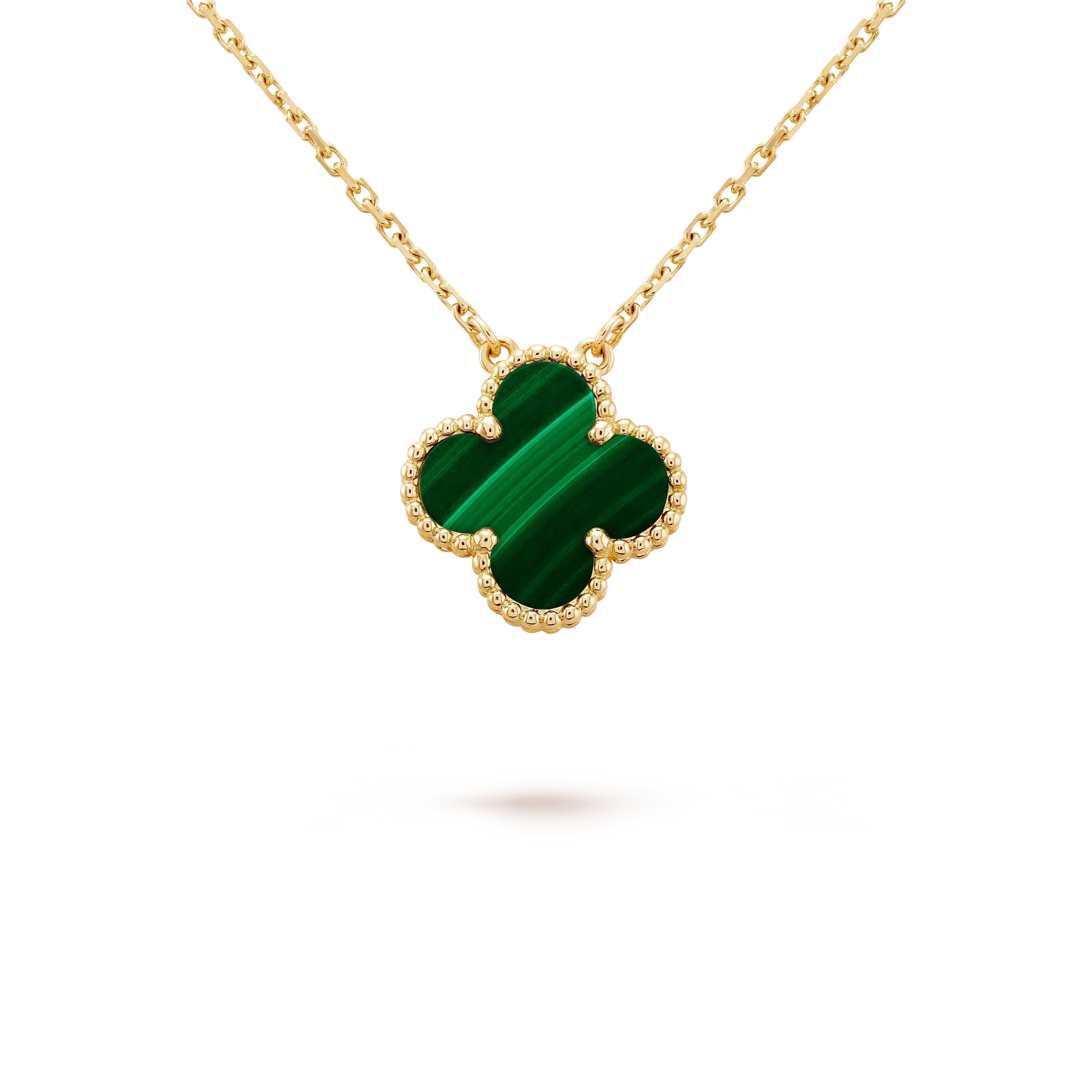 ??Loco?¡¥CLOVER 15MM MALACHITE SINGLE FLOWER  NECKLACE
