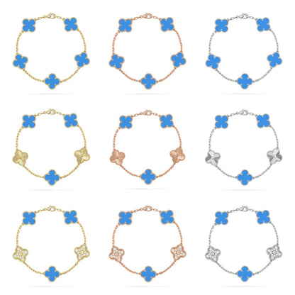 [Moco jewelrys] CLOVER 5 MOTIF BLUE AGATE BRACELET COLLECTION