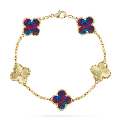 [Moco jewelrys]CLOVER 5 MOTIF COLOR GEMSTONES BRACELET COLLECTION