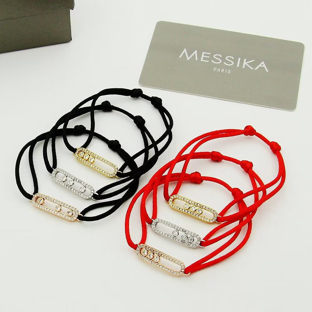 [moco jewelrys]Messika Care(s) pink cord pavé bracelet