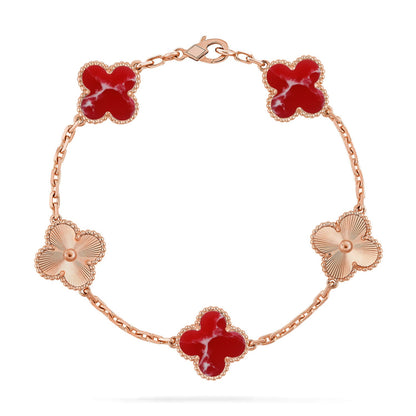 [Moco jewelrys]CLOVER 5 MOTIF RED PATTERN BRACELET COLLECTION