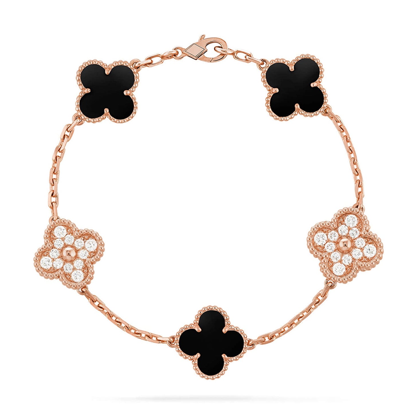 [Moco jewelrys] CLOVER 5 MOTIF ONYXS BRACELET COLLECTION