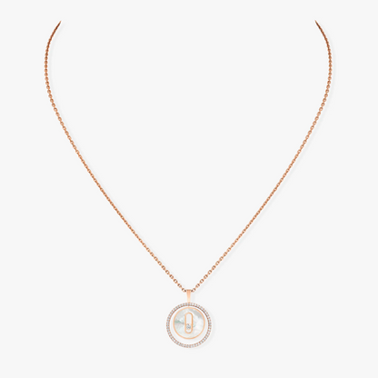 [moco jewelrys]LUCKY MOVE 1 DIAMOND WHITE MOTHER OF PEARL PINK GOLD DIAMOND NECKLACE