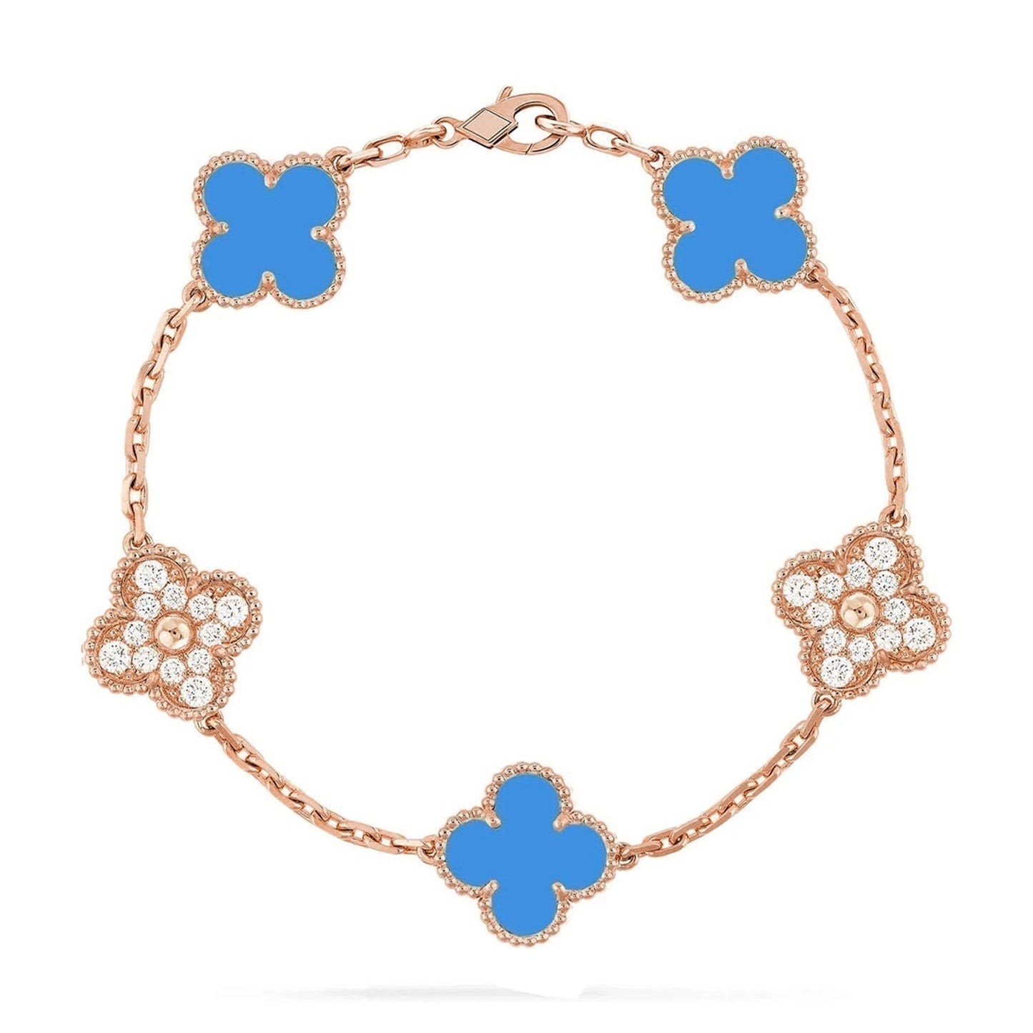 [Moco jewelrys] CLOVER 5 MOTIF BLUE AGATE BRACELET COLLECTION