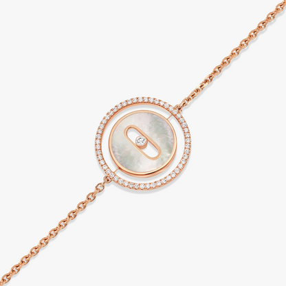 [moco jewelrys]LUCKY MOVE WHITE MOTHER OF PEARL PINK GOLD DIAMOND BRACELET
