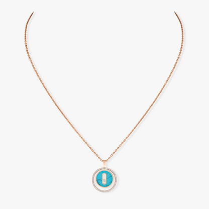 [moco jewelrys]LUCKY MOVE 1 DIAMOND TURQUOISE PINK GOLD DIAMOND NECKLACE